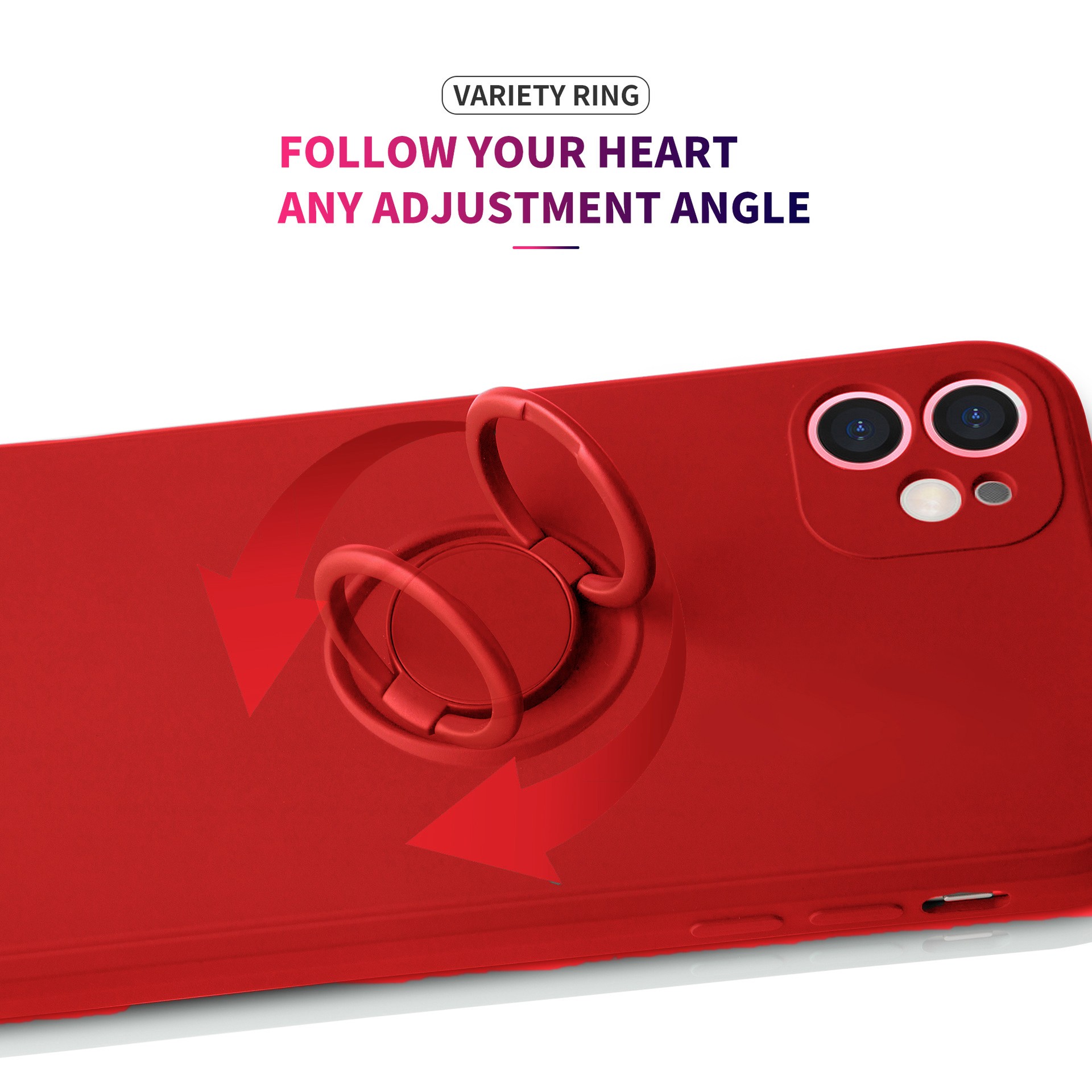 Husa pentru Huawei NOVA 9 SE, Flippy, Silicone Ring, cu Suport Rotativ Magnetic, Rosu