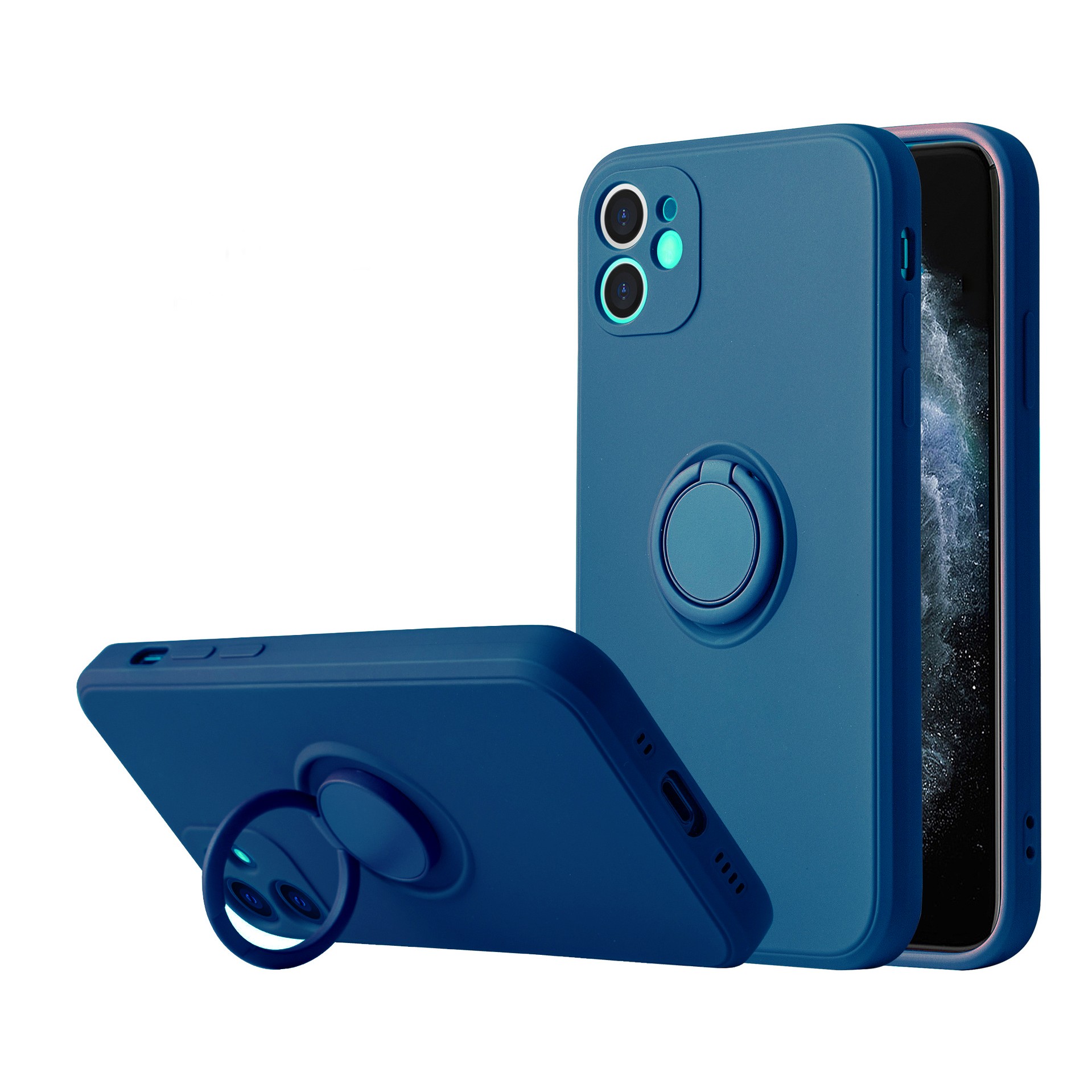 Husa pentru Huawei NOVA 9 SE, Flippy, Silicone Ring, cu Suport Rotativ Magnetic, Navy Blue