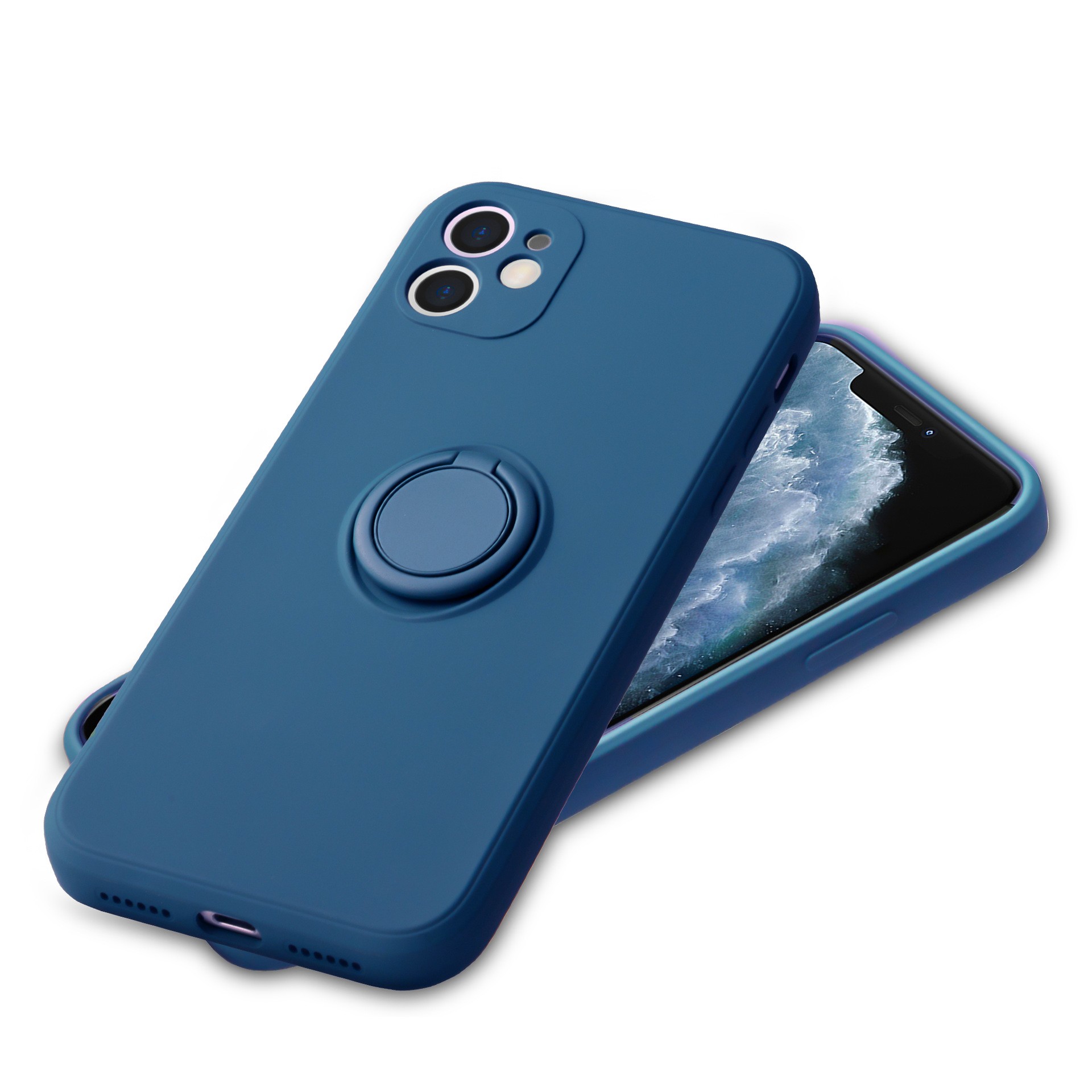 Husa pentru Huawei NOVA 9 SE, Flippy, Silicone Ring, cu Suport Rotativ Magnetic, Navy Blue