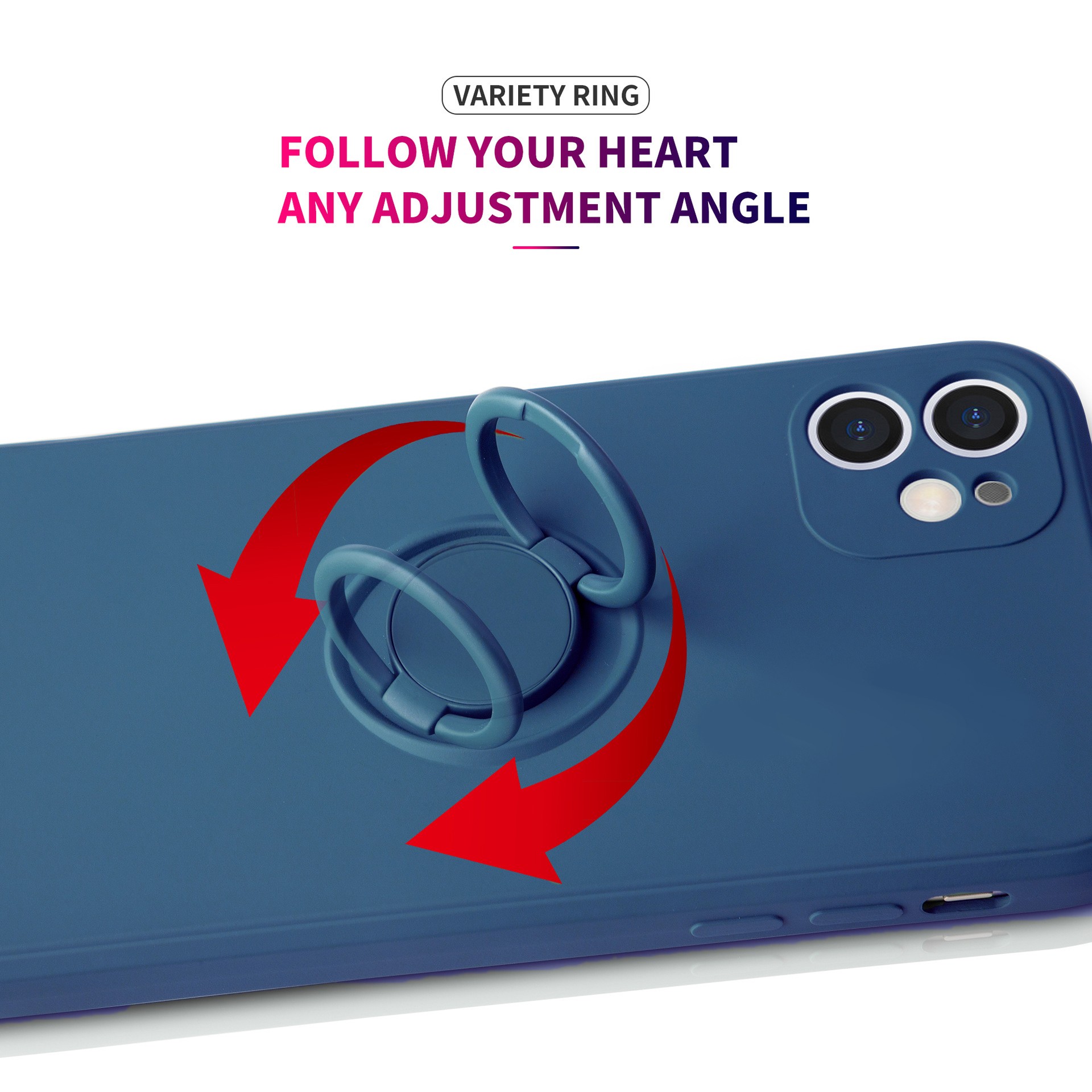 Husa pentru Huawei NOVA 9 SE, Flippy, Silicone Ring, cu Suport Rotativ Magnetic, Navy Blue
