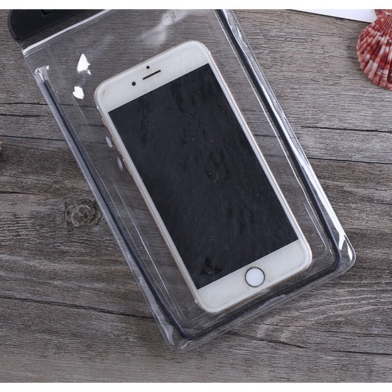 Husa subacvatica Fosforescenta Waterproof Flippy, Snowproof, Lumineaza in intuneric, Universala, cu Snur, pentru telefon sau documente, Negru