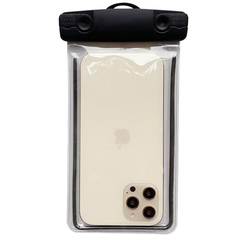 Husa subacvatica Fosforescenta Waterproof Flippy, Snowproof, Lumineaza in intuneric, Universala, cu Snur, pentru telefon sau documente, Negru