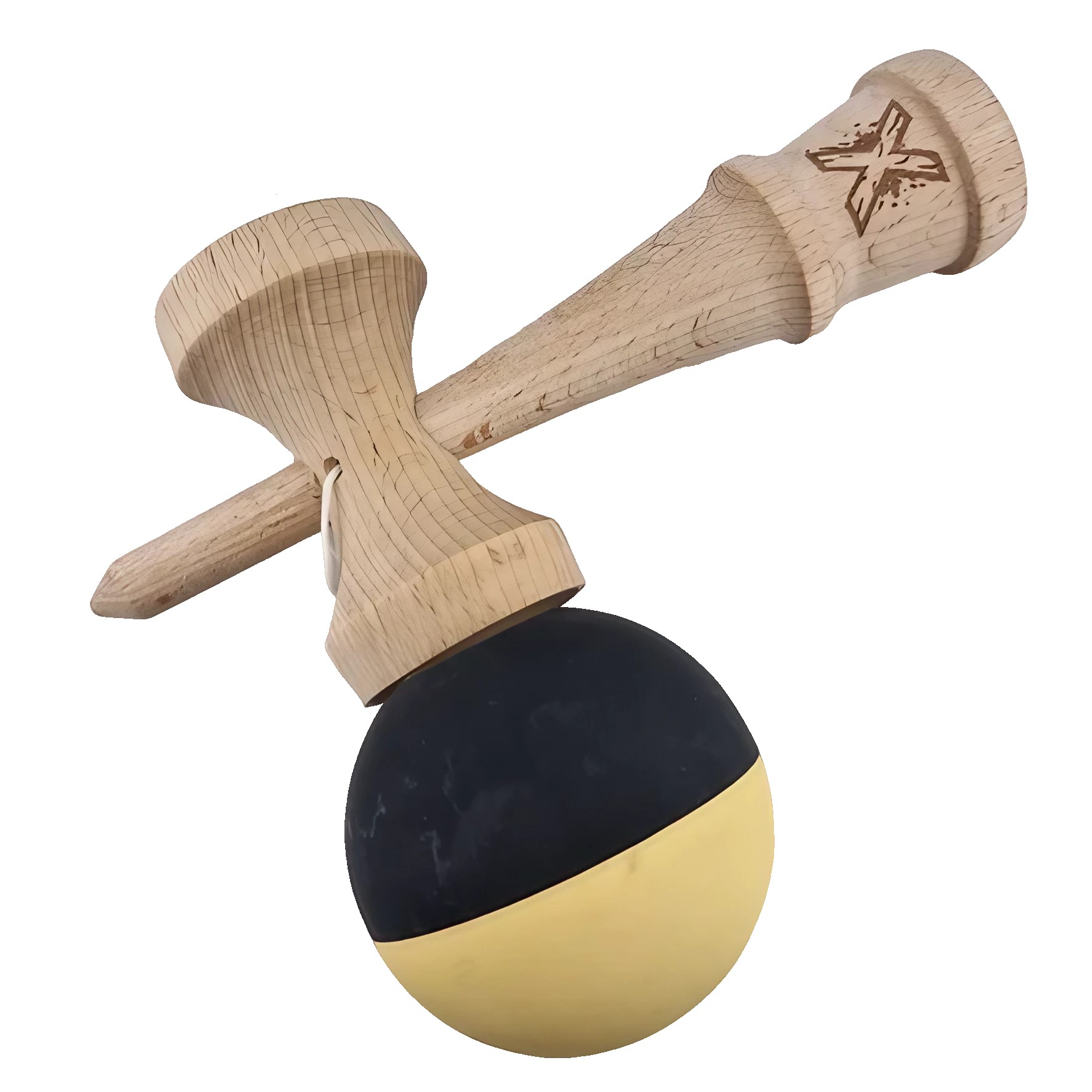 Kendama X Originala, Profesionala, Flippy, din Lemn, Rubber Grip, 18 cm, Galben/Negru Kendama X Originala, Profesionala, Flippy, din Lemn, Rubber Grip, 18 cm, Galben/Negru