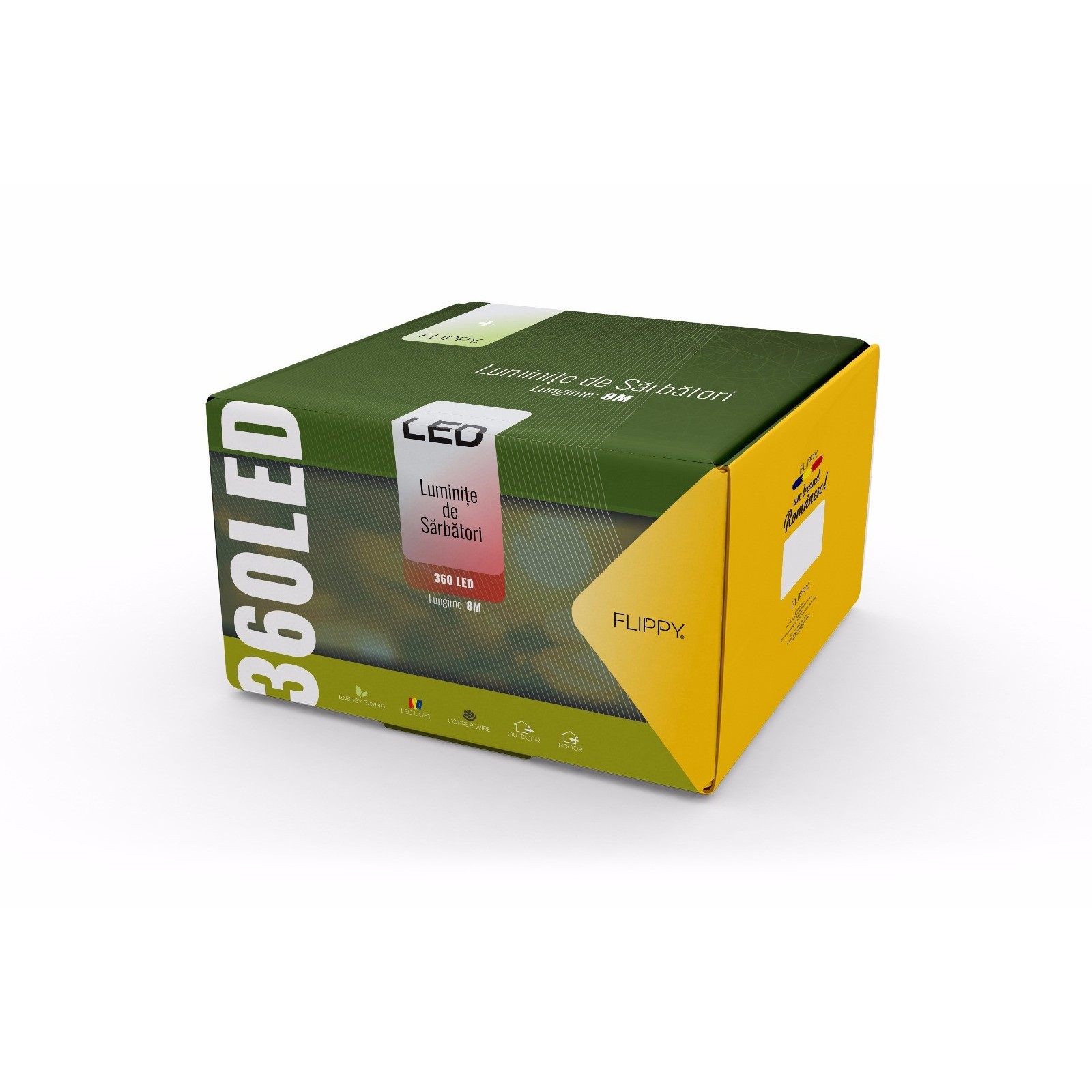 Instalatie de Craciun Flippy® Tip Franjuri cu Joc de Lumini 8 m 360 Leduri Alb Cald 2107WW Interconectabila