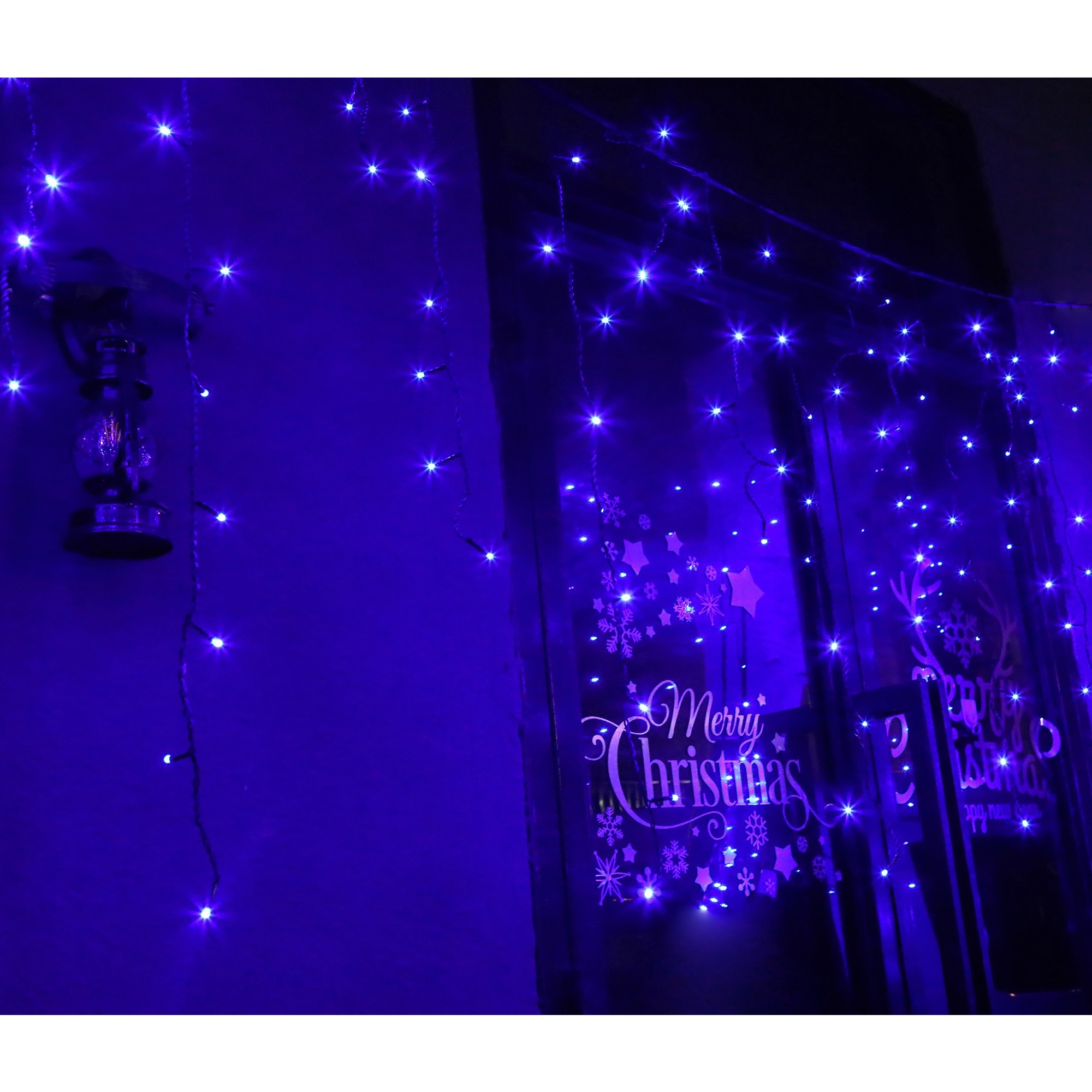 Instalatie de Craciun Premium Flippy® Tip Franjuri cu Joc de Lumini 8 m 360 LED-uri Albastru 2109B Interconectabila