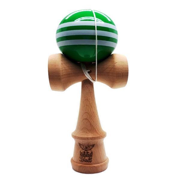 Kendama Ball Originala Stripe Alb Lemn Fag Verde