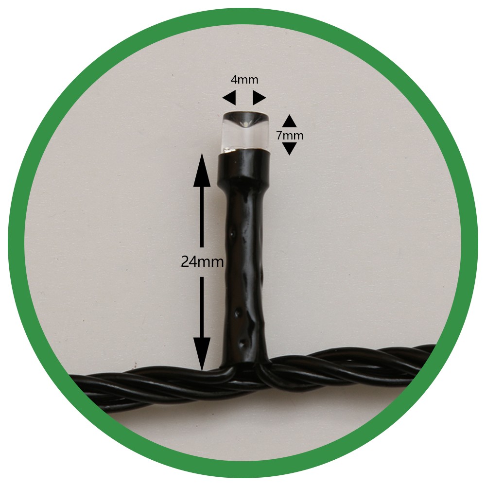 Instalatie de Craciun Flippy® Tip Liniara, Fir Negru, 9 m, 100 LED-uri, Interconectabila, Alb Rece