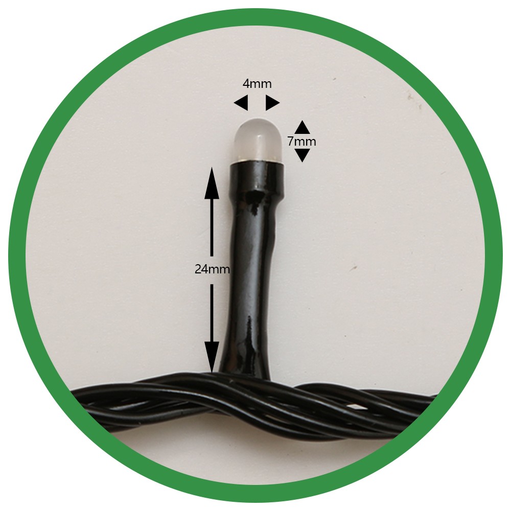 Instalatie de Craciun Flippy® Tip Liniara, Fir Negru, 17 m, 200 LED-uri Mici Rotunde, Interconectabila, Alb Cald
