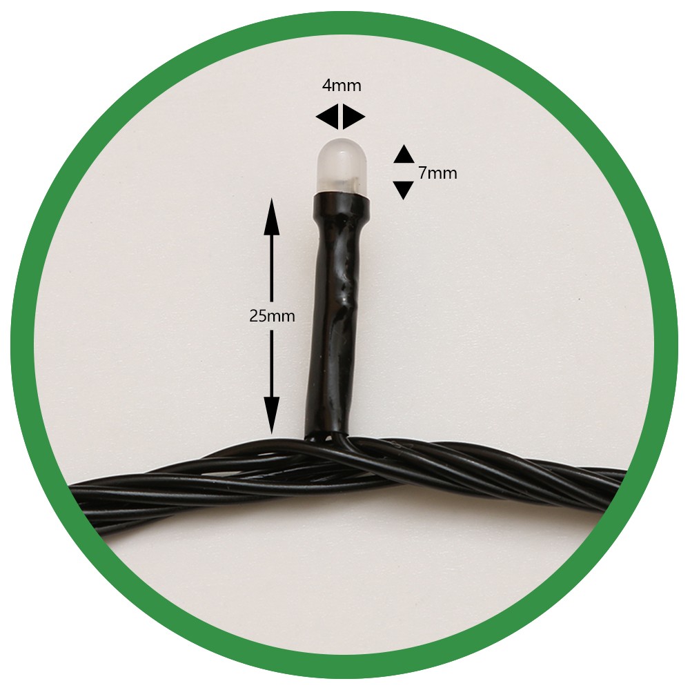 Instalatie de Craciun Flippy® Tip Liniara, Fir Negru, 24 m, 300 LED-uri Mici Rotunde, Interconectabila, Albastru