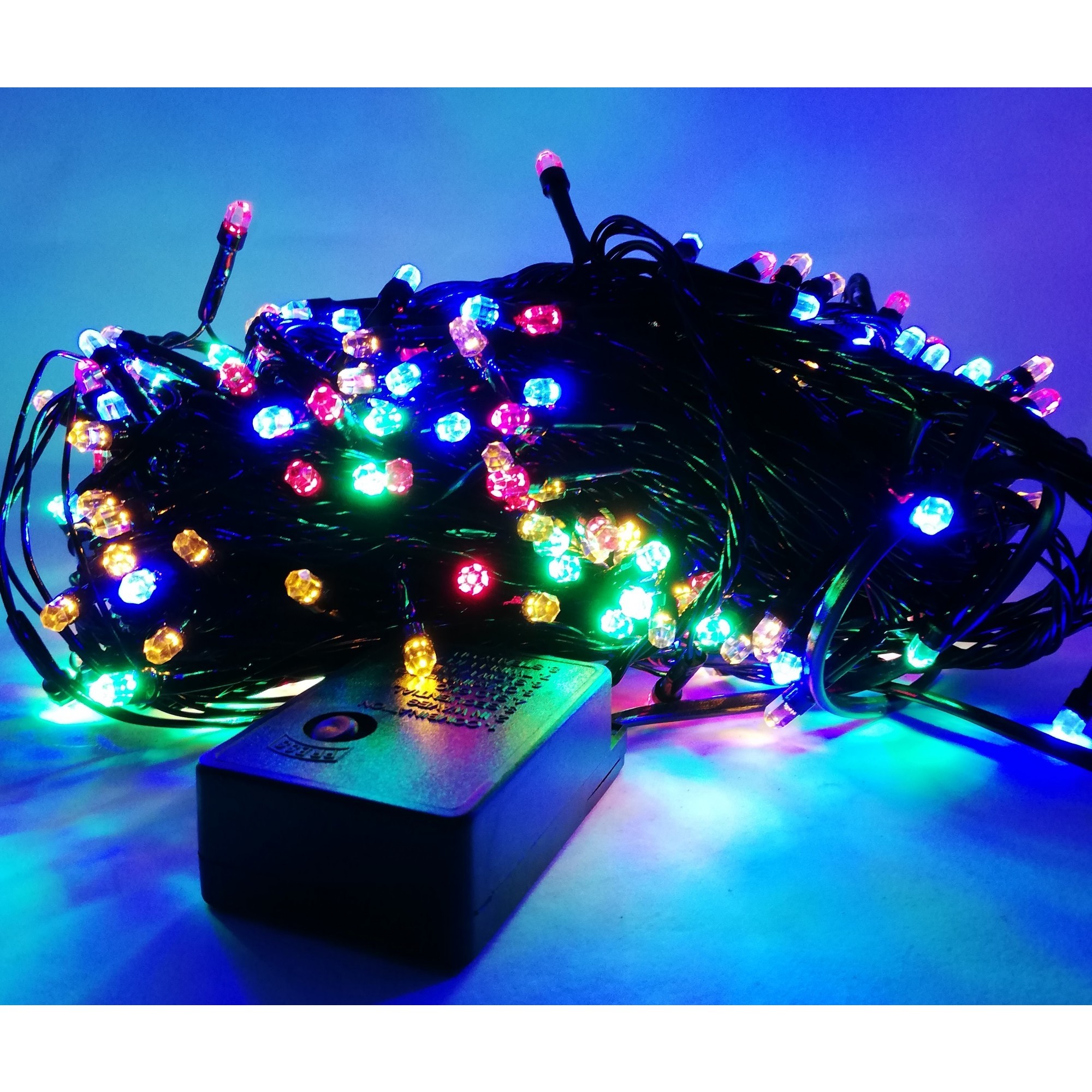 Instalatie de Craciun Fir Negru Tip Sir 24 m 300 LED - uri Hexagonale Multicolor