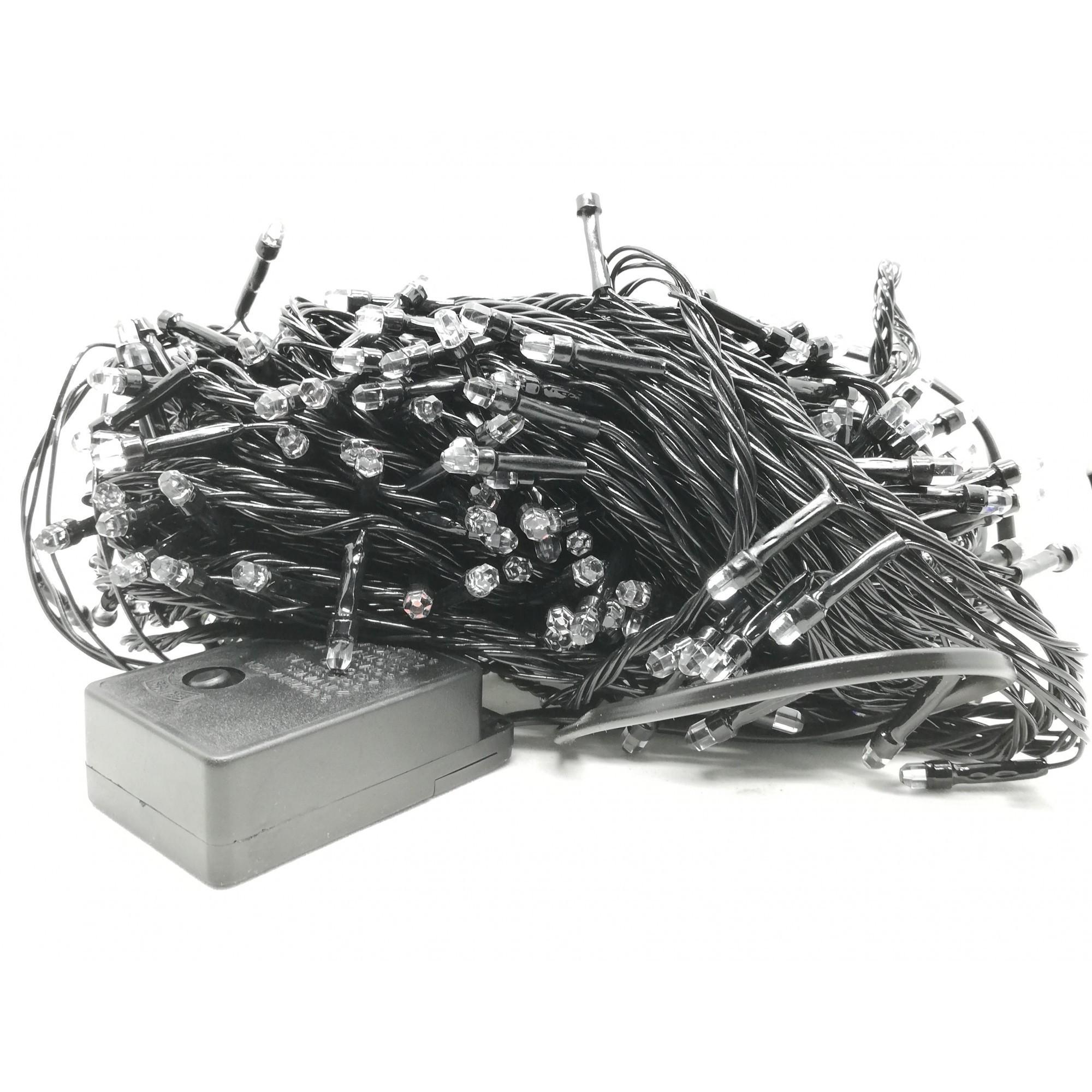 Instalatie de Craciun Fir Negru Tip Sir 24 m 300 LED - uri Hexagonale Multicolor