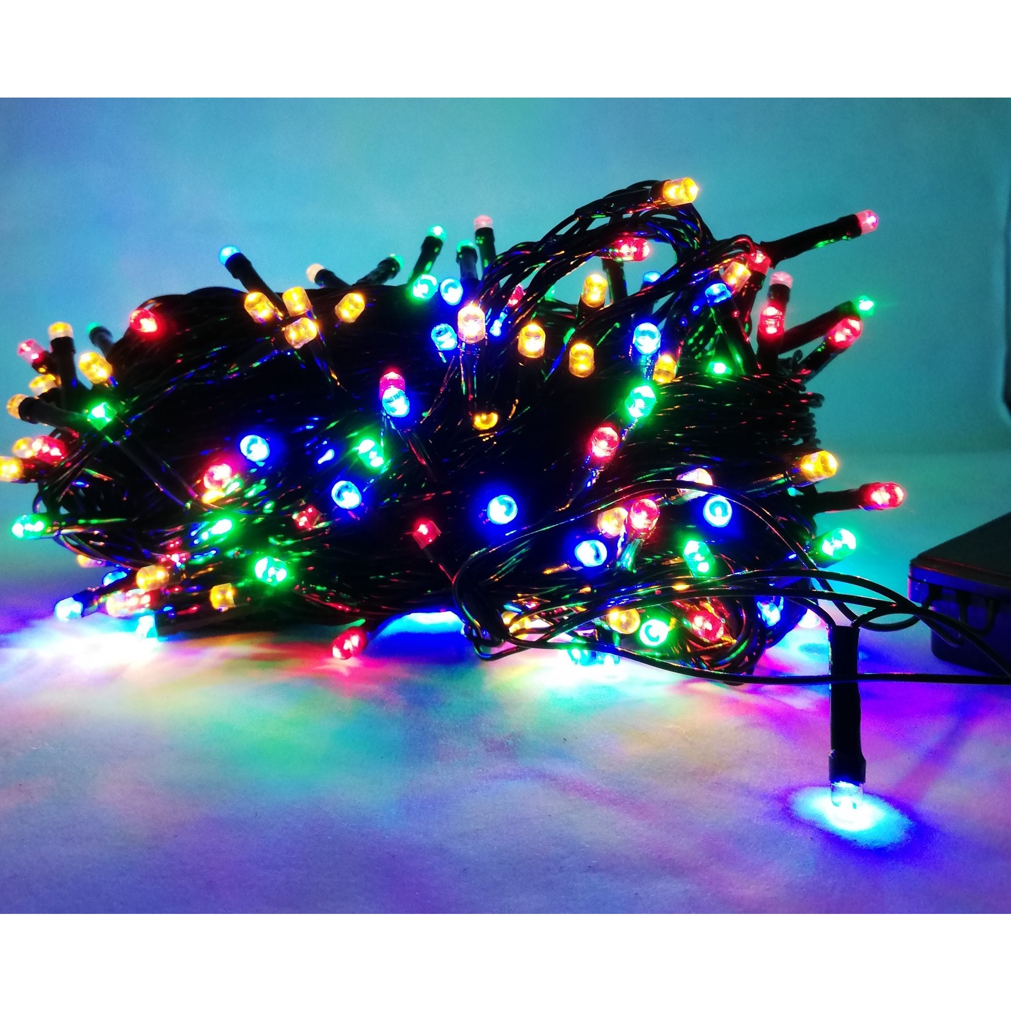 Instalatie de Craciun Muzicala Fir Negru Tip Sir 100 LED -uri Multicolor