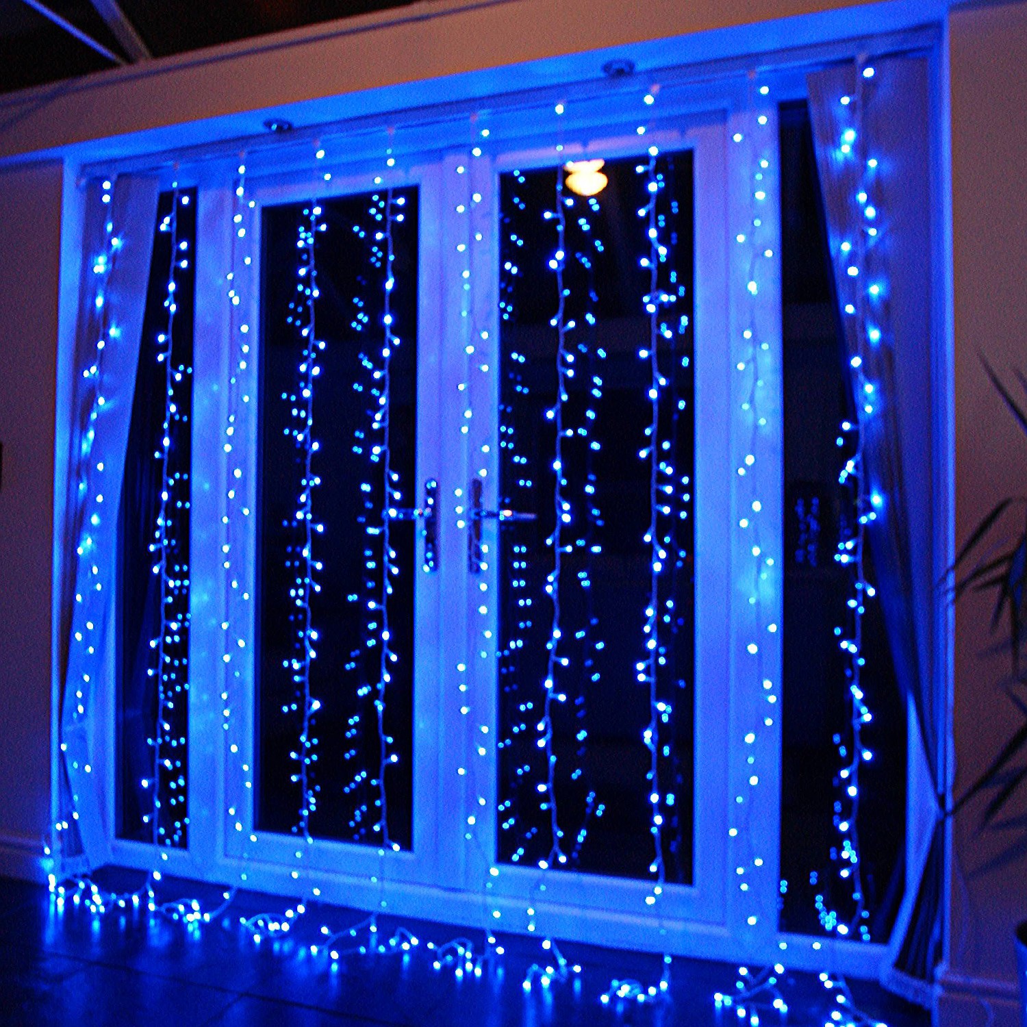 Instalatie de Craciun Tip Ploaie 8 x 1 m 300 LED -uri Albastru Interconectabila