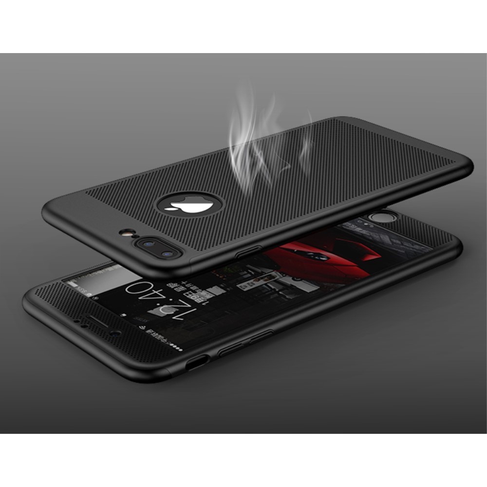 Husa Apple iPhone 7 IPAKY Full Cover 360 Air cu Gauri Negru + Folie Sticla