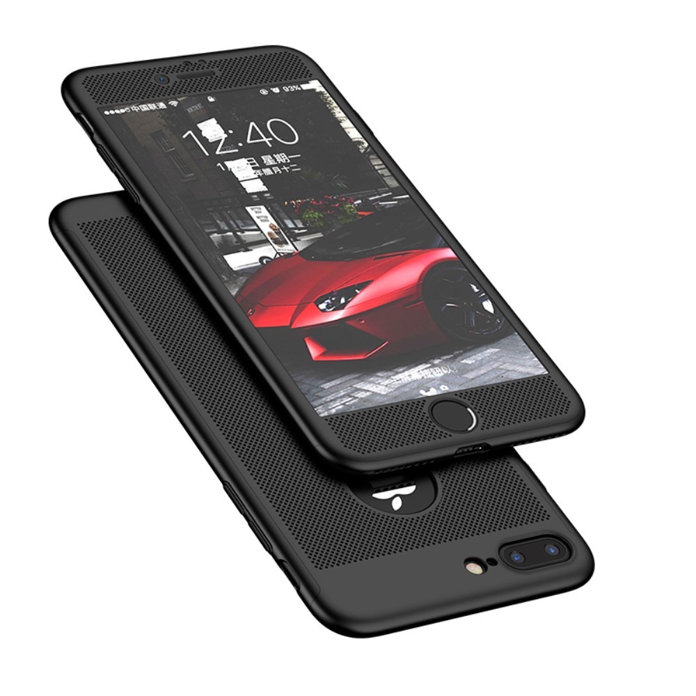 Husa Apple iPhone 7 IPAKY Full Cover 360 Air cu Gauri Negru + Folie Sticla