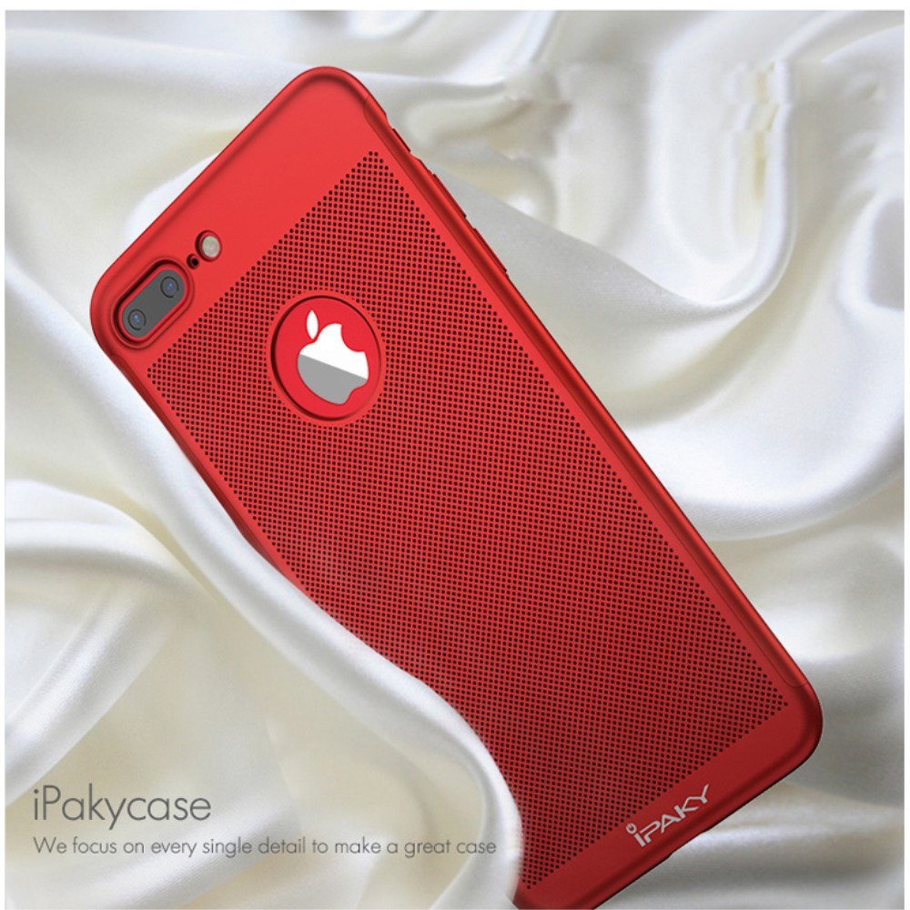 Husa Apple iPhone 7 IPAKY Full Cover 360 Air cu Gauri Rosu + Folie Sticla