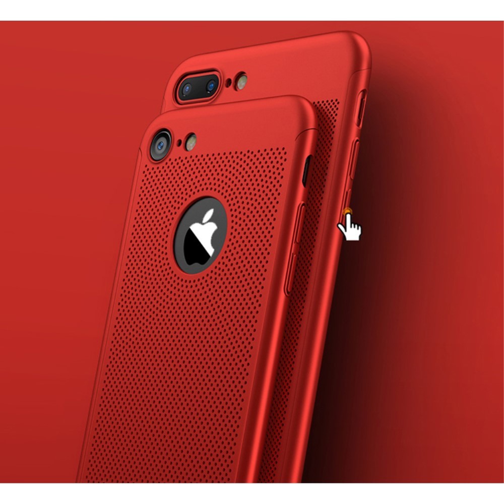 Husa Apple iPhone 7 IPAKY Full Cover 360 Air cu Gauri Rosu + Folie Sticla