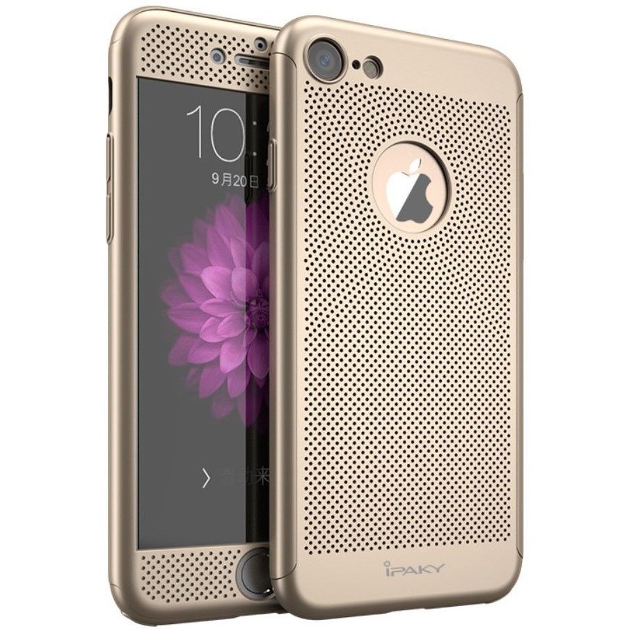 Husa de Protectie, Flippy, pentru Apple iPhone 7 Plus, Full Cover 360 Air cu Gauri si Folie de Protectie, Plastic, Auriu Husa de Protectie, Flippy, pentru Apple iPhone 7 Plus, Full Cover 360 Air cu Gauri si Folie de Protectie, Plastic, Auriu