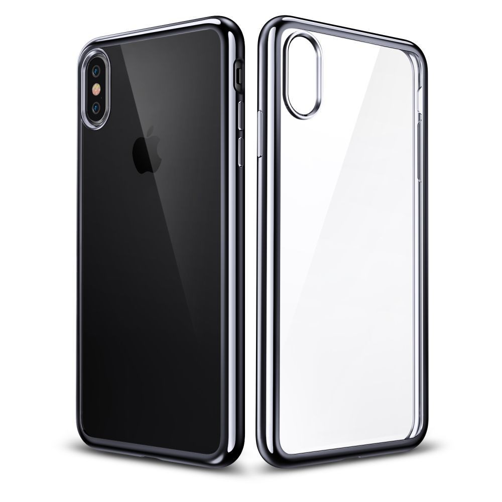 Husa Apple iPhone X Tpu Antisoc Transparent cu Margini Negre