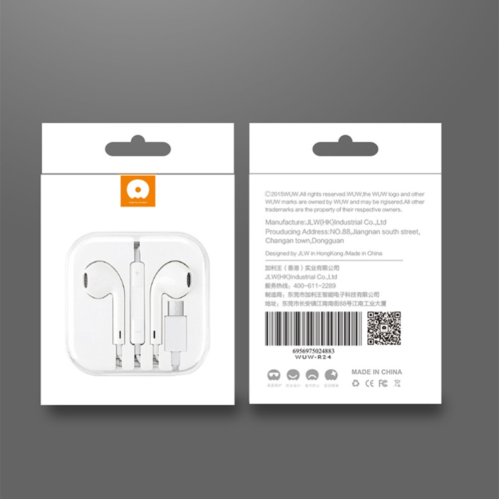 Casti Audio cu Microfon si cu Port Type-C WUW-R24 Alb