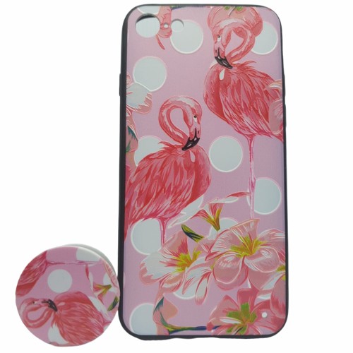 Husa Apple iPhone 6/6S Multicolor Model Flamingo + Suport inclus