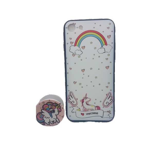 Husa Apple iPhone 7/8 Multicolor Model Unicorn + Popsocket inclus