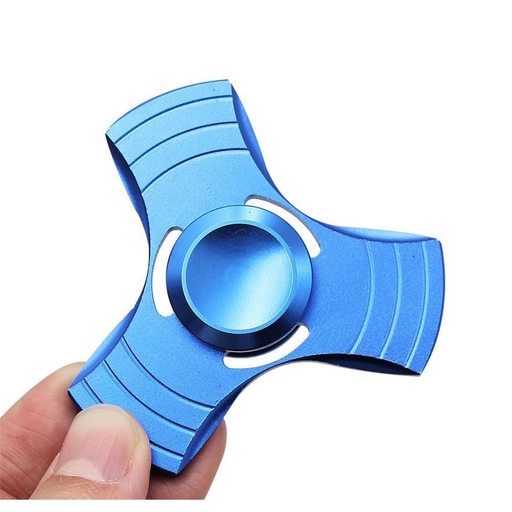 Fidget Spinner Jucarie Antistres De Metal Cu Orificii Albastru 1