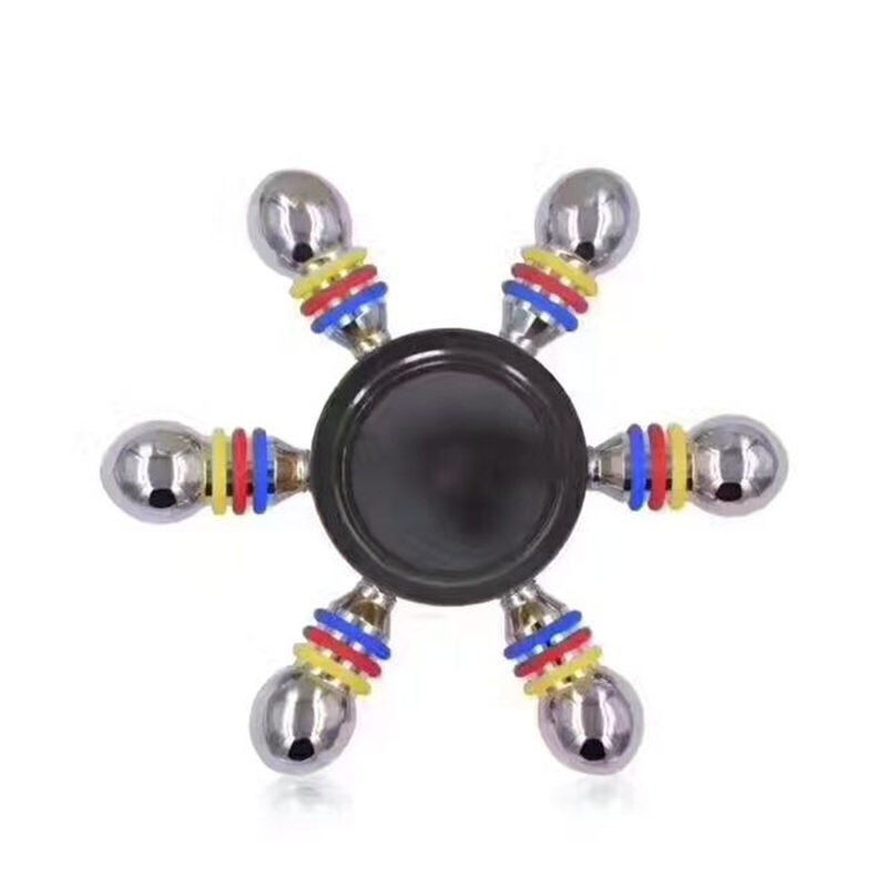 Jucarie Interactiva Antistres Fidget Spinner, Demontabila, Metalica, 6 Parti, Negru