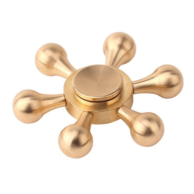 Jucarie Interactiva Antistres Fidget Spinner Hexagon Auriu