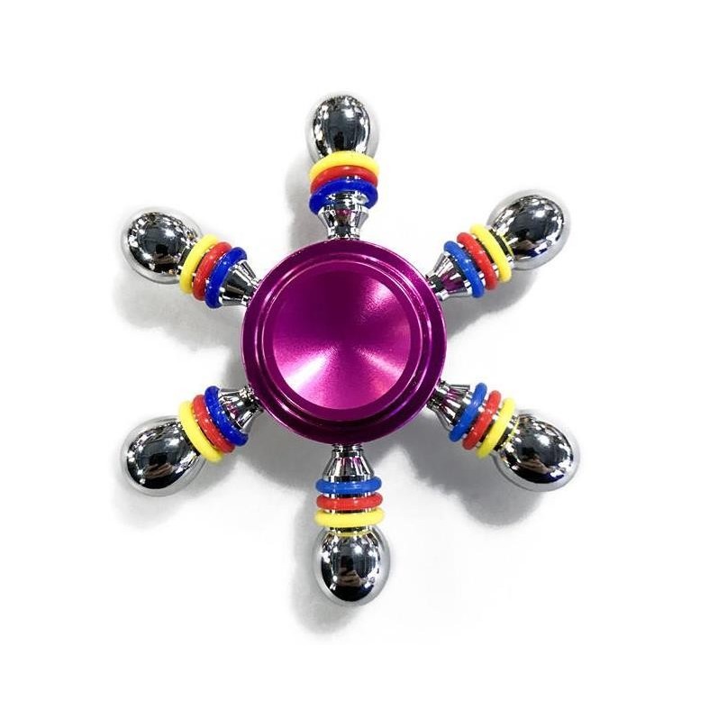 Jucarie Interactiva Antistres Fidget Spinner, Demontabila, Metalica, 6 Parti, Mov