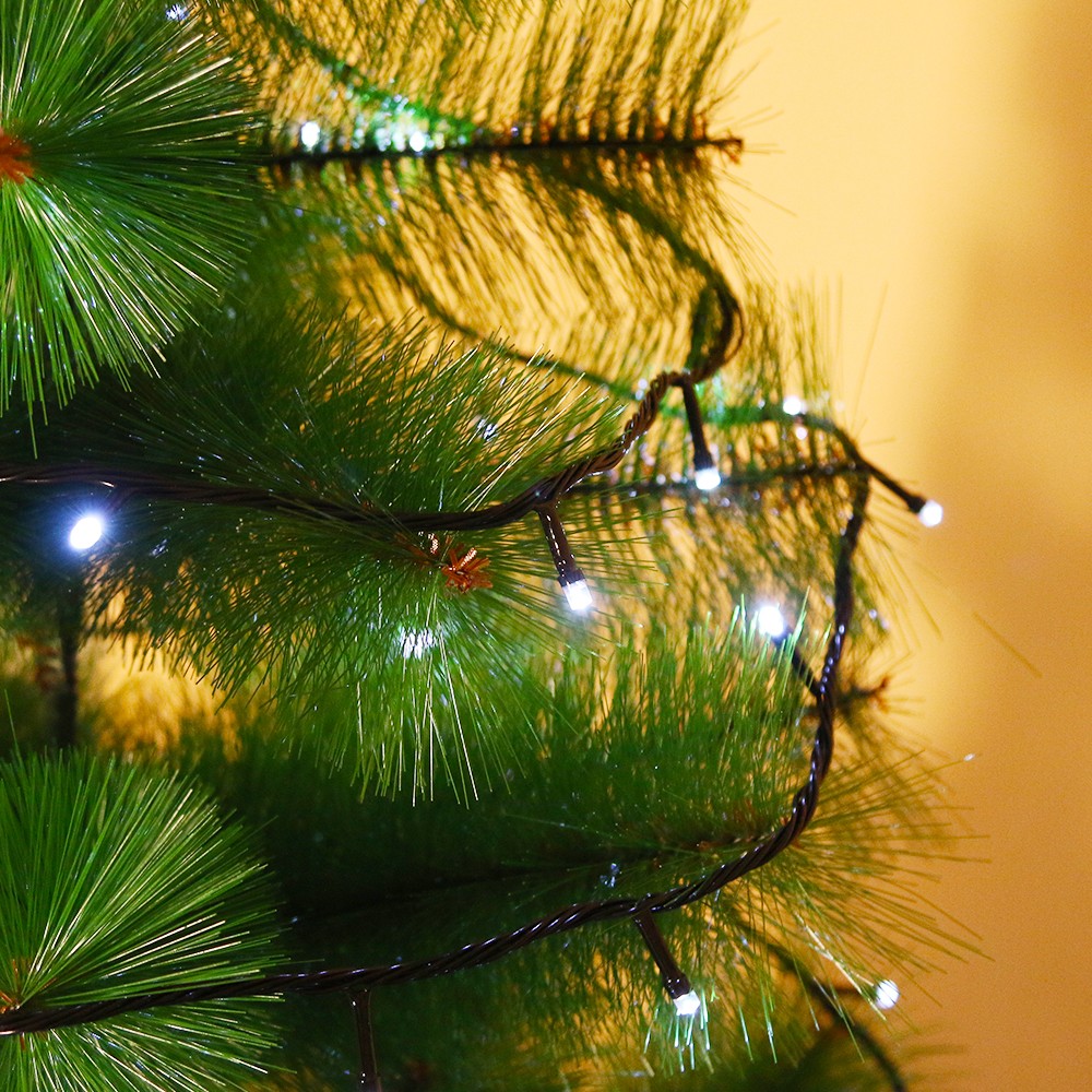 Instalatie de Craciun Flippy® Tip Liniara, Fir Negru, 17 m, 200 LED-uri, Interconectabila, Alb Rece
