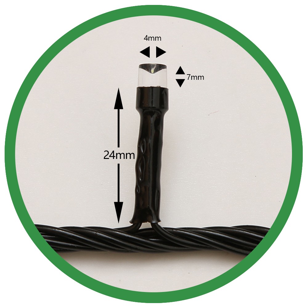 Instalatie de Craciun Flippy® Tip Liniara, Fir Negru, 24 m, 300 LED-uri, Interconectabila, Alb Rece