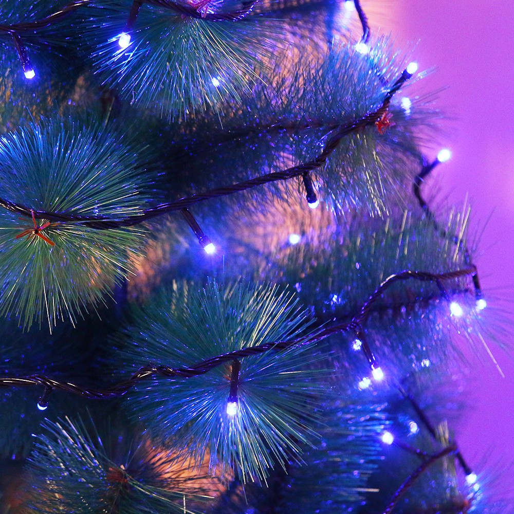 Instalatie de Craciun Flippy® Tip Liniara, Fir Negru, 24 m, 300 LED-uri, Interconectabila, Albastru