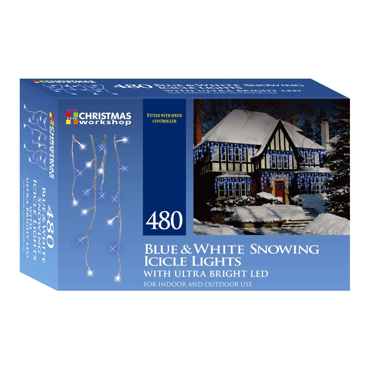 Instalatie de Craciun Tip Sir 17 m 200 LED -uri Hexagonale, Albastru