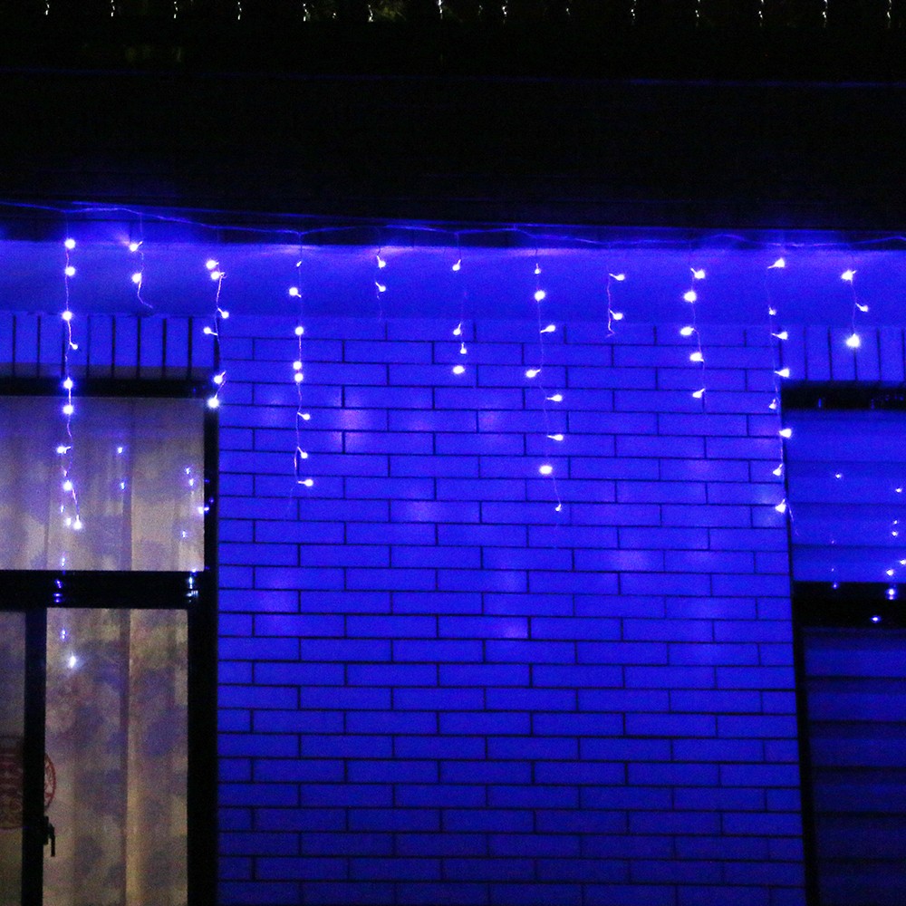 Instalatie de Craciun, Basic Flippy®, Tip Turturi / Franjuri cu Flash, 6 m, 180 LED-uri, Interconectabila, Albastru