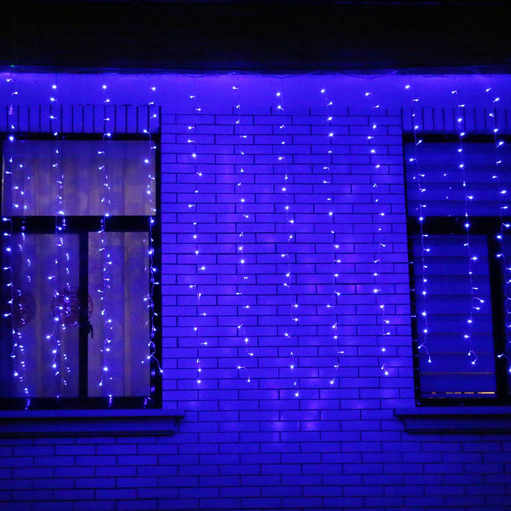 Instalatie de Craciun Flippy® Tip Perdea, 3 x 2 m, 240 LED-uri, Interconectabila, Albastru