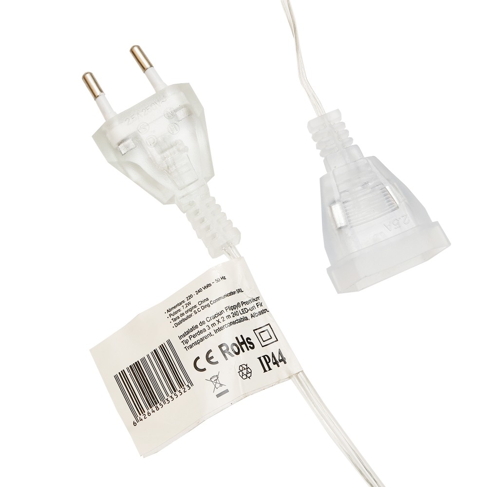 Instalatie de Craciun Flippy® Tip Perdea, 3 x 2 m, 240 LED-uri, Interconectabila, Albastru