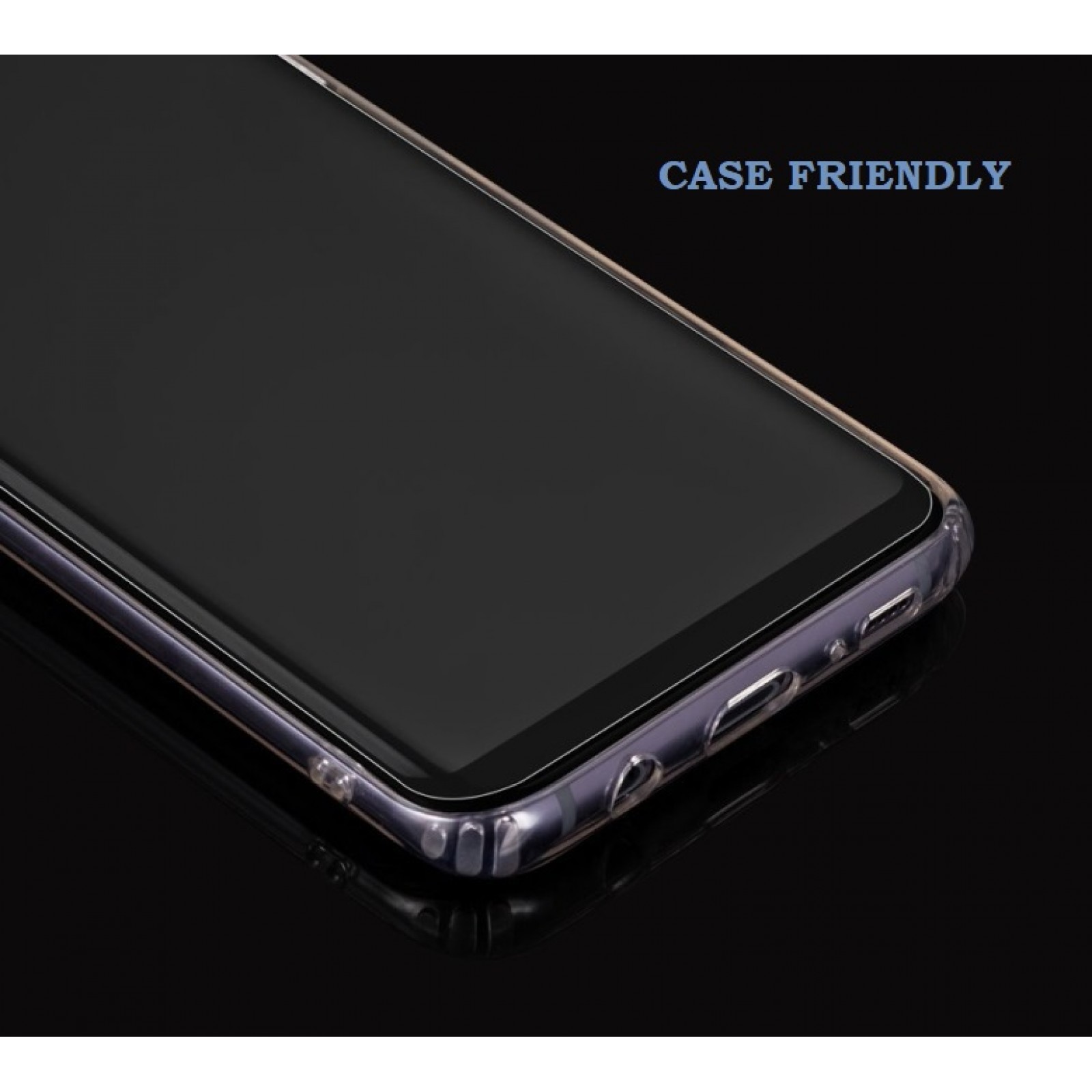 Folie Sticla Securizata Curbata Flippy pentru Samsung Galaxy S9, Transparenta HD, Lipici pe margini, Contur Negru