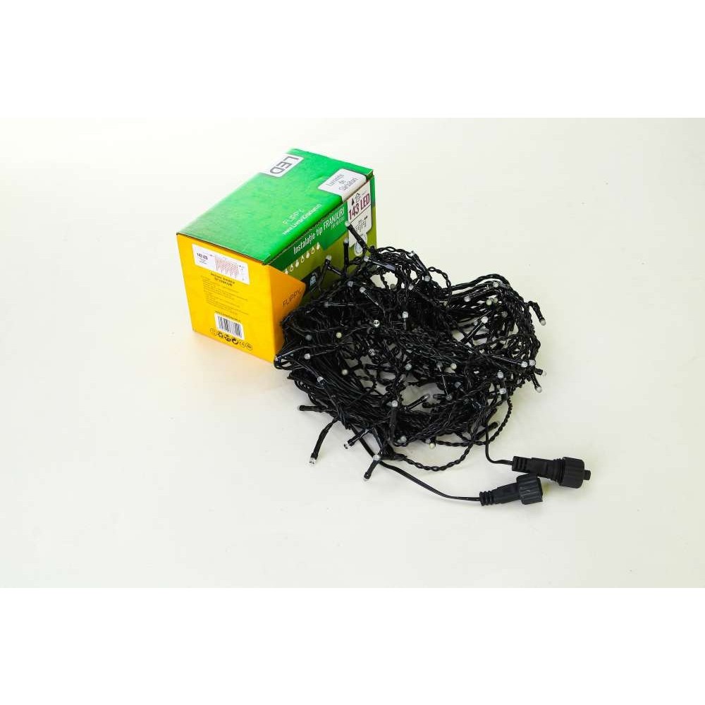 Instalatie de Craciun Flippy® Tip Franjuri, Flash, cu transformator, 40 m, 1144 LED-uri, Interconectabila, Fir Negru, Alb Rece