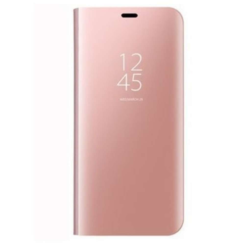 Husa Samsung Galaxy A7 2018 Flip Cover Oglinda Roz Auriu