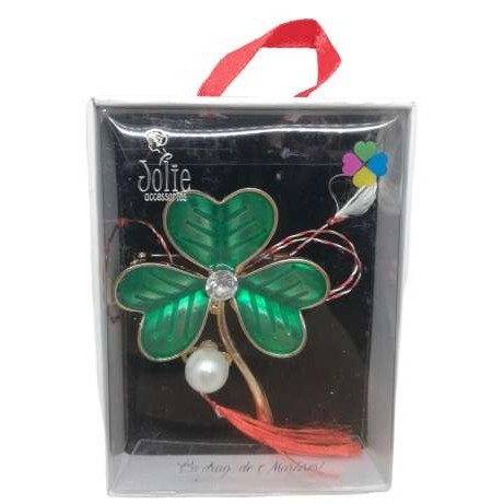 Martisor Brosa Multicolora V4 Trifoi- Perla 6cm x 8cm