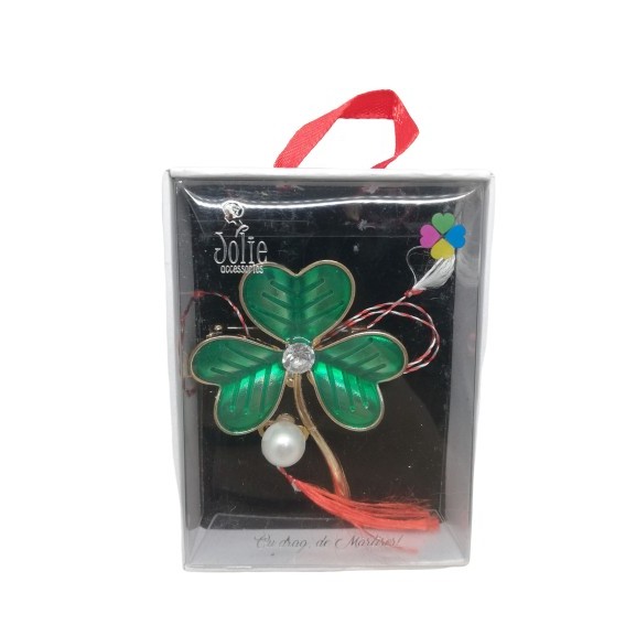 Martisor Brosa Multicolora V4 Trifoi- Perla 6cm x 8cm