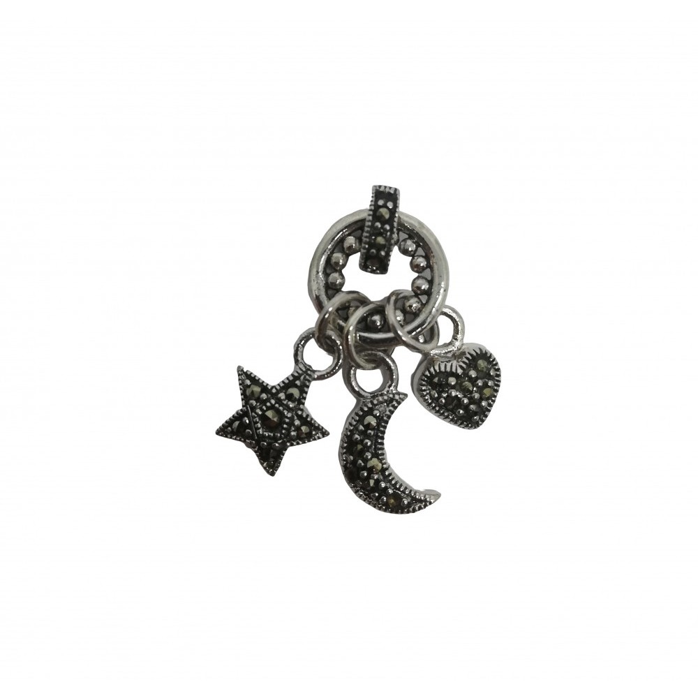 Pandantiv din Argint 925 Stea si Luna cu Marcasite