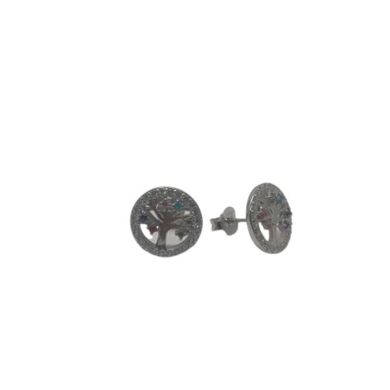 Cercei Argint 925 Copac cu Zirconii Colorate