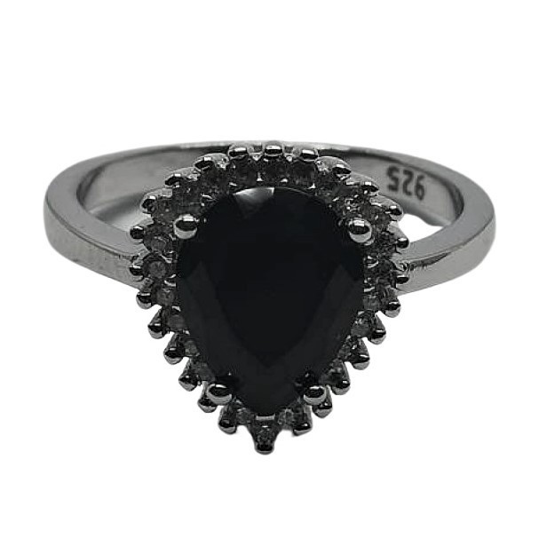 Inel Argint 925, Lacrima cu Onix, M 50