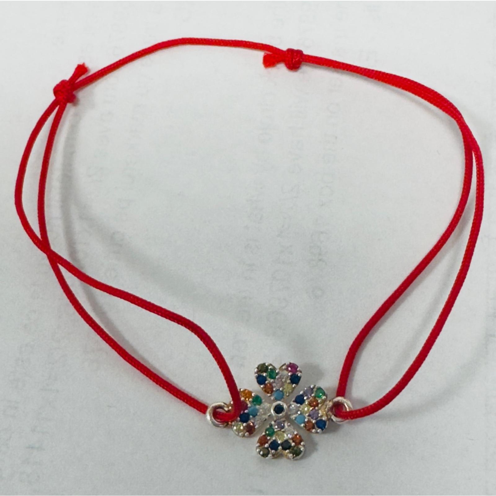 Bratara cu Nod Dublu Argint 925, Trifoi cu Zirconii Mic, 1.01 g