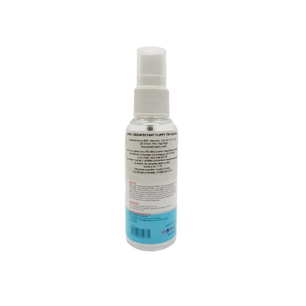 Spray Dezinfectant Instant cu 75 % alcool Flippy, 60 ml