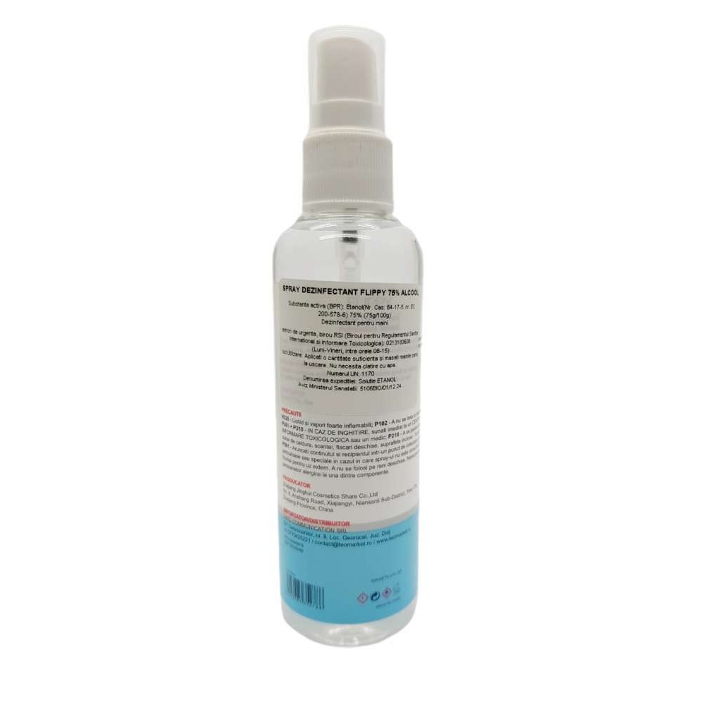 Spray Dezinfectant Instant cu 75 % alcool Flippy, 100 ml