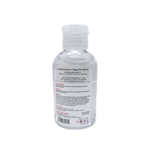 Gel dezinfectant pentru maini cu 70 % alcool Flippy cu efect antibacterian si virucid, 55 ml