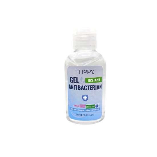 Gel dezinfectant pentru maini cu 70 % alcool Flippy cu efect antibacterian si virucid, 55 ml